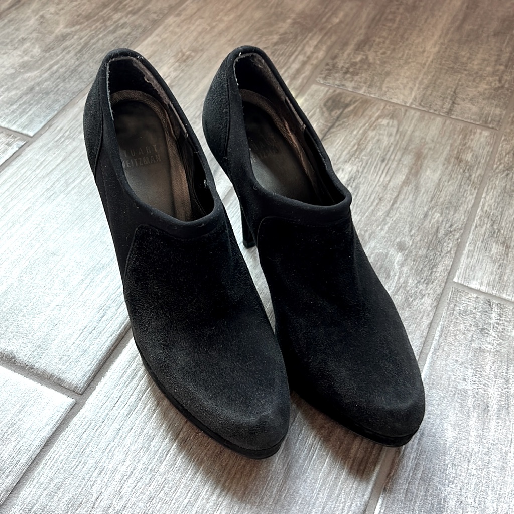 Stuart Weitzman Black Suede Platform Booties
